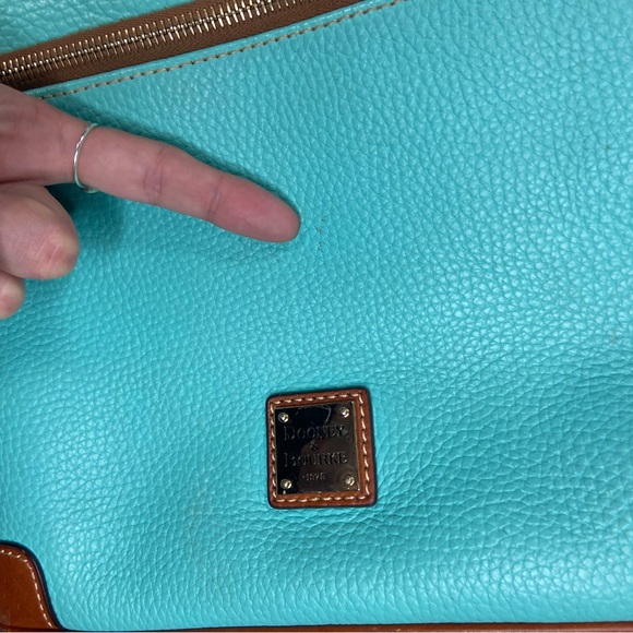 Dooney & Bourke Aqua and Brown Crossbody Bag - Picture 3 of 12
